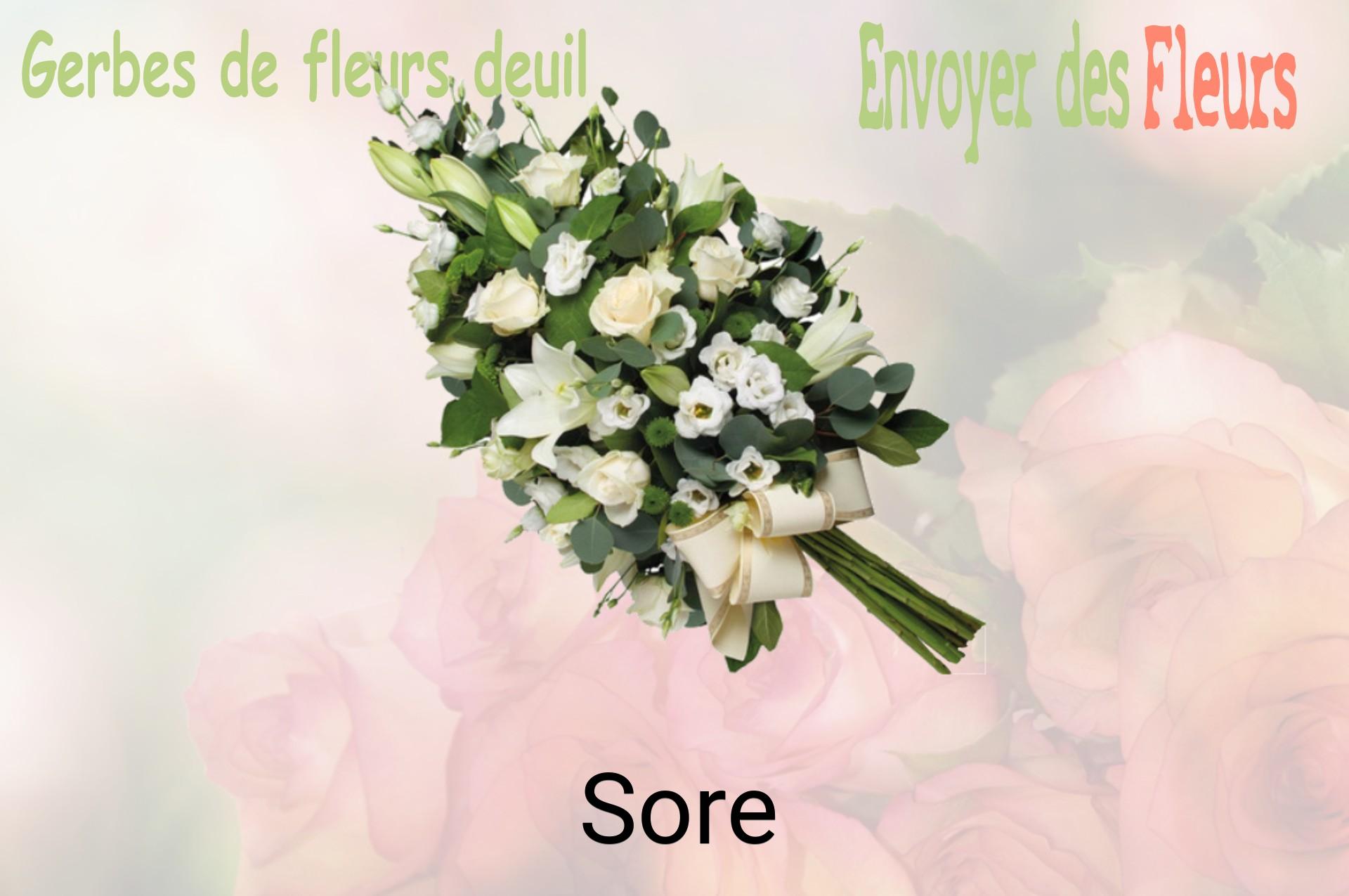 Gerbe de fleurs de deuil livrée à Sore